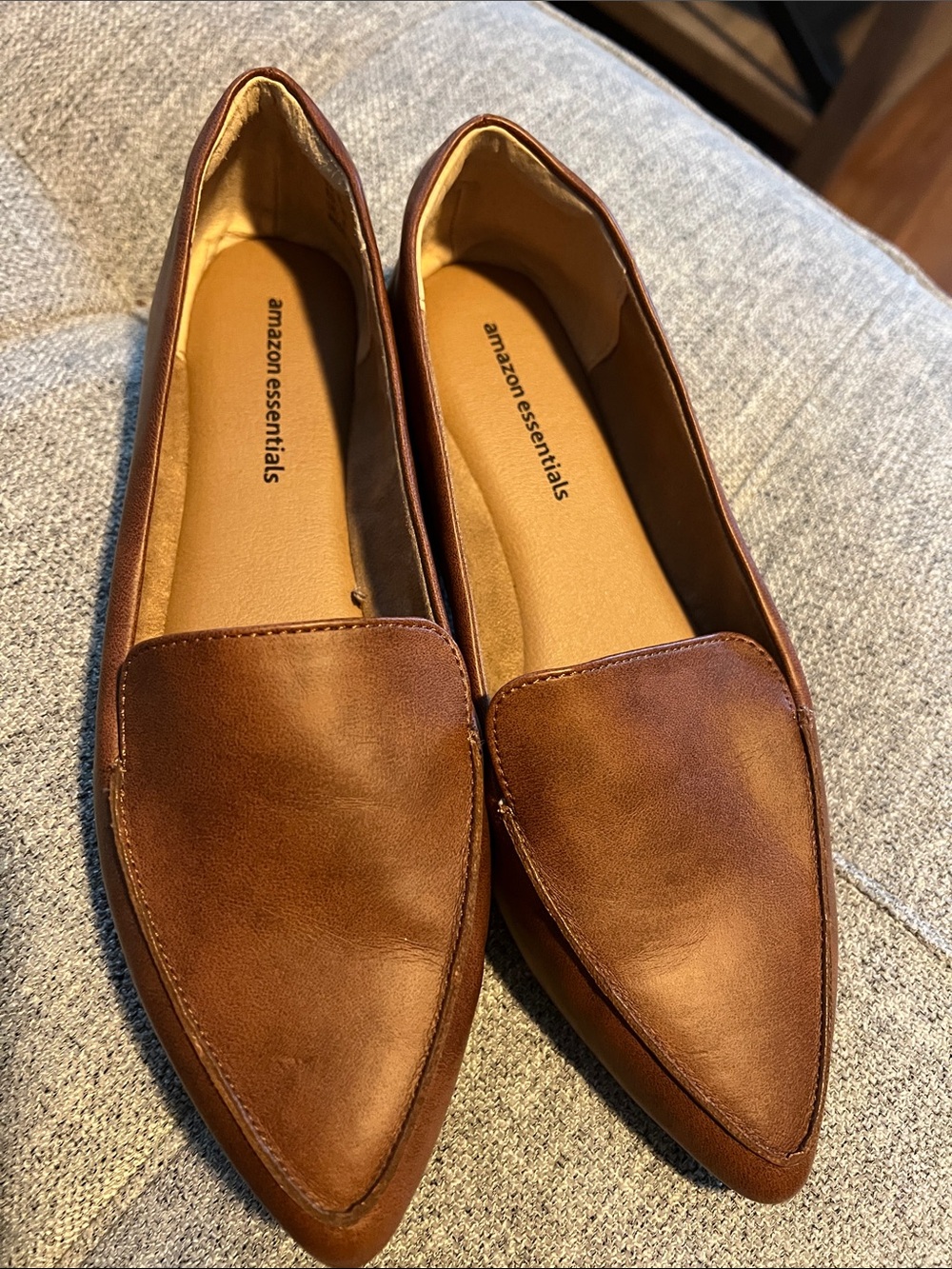 Amazon Essentials woman’s  Tan Pointed-Toe Slip-On Loafers